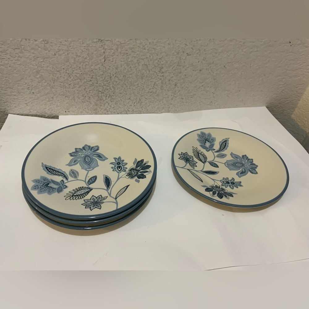 Global Floral Blue By Whole Home Salad Plates 8 1/4” 4 piece